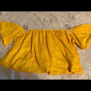 Light mustard yellow shoulder top